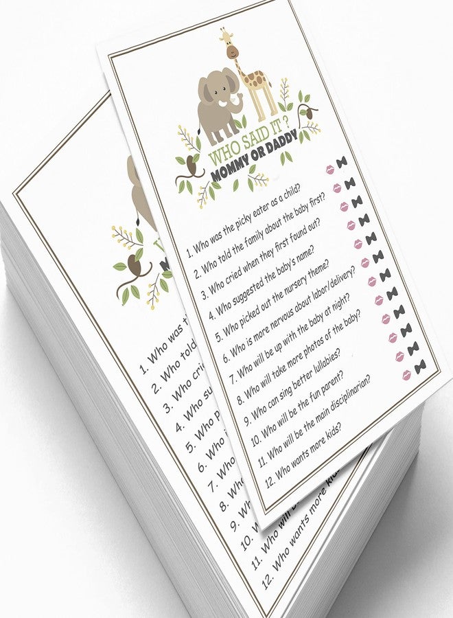 Inkdotpot لعبة "من قالها؟" من إنك دوت بوت، لعبة مسلية لحفلات استقبال المولود الجديد، 50 ورقة، لعبة مناسبة للجنسين، بتصميم زرافة وفيل. - Image 3